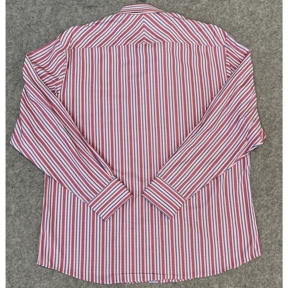 Johnston & Murphy Pink Blue‎ Stripe Gingham Flip Cuff Men’s Large Tailored Fit - Picture 7 of 7